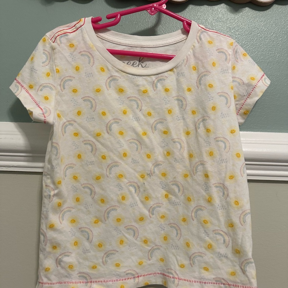 Peek White and Yellow Short Sleeve Tee with Pineapple Pattern